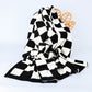Color black Plush Checkered Print Sofa Blanket 127*152cm