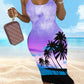 Tropical Landscape Print Bodycon Dress