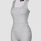 2PCS U Neck Tank Top & Casual Shorts Set