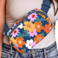 Sail Blue Flower Print Zipper Buckle Wide Strap Sling Bag
