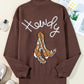 Coffee Western Howdy Boot Graphic High Neck Sweater