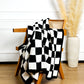 Color black Plush Checkered Print Sofa Blanket 127*152cm