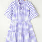 Lavendula Plaid Ruffle Wide Short Sleeve Babydoll Mini Dress