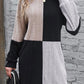 Black Ribbed Color Block Drop Shoulder Long Sleeve Mini Dress