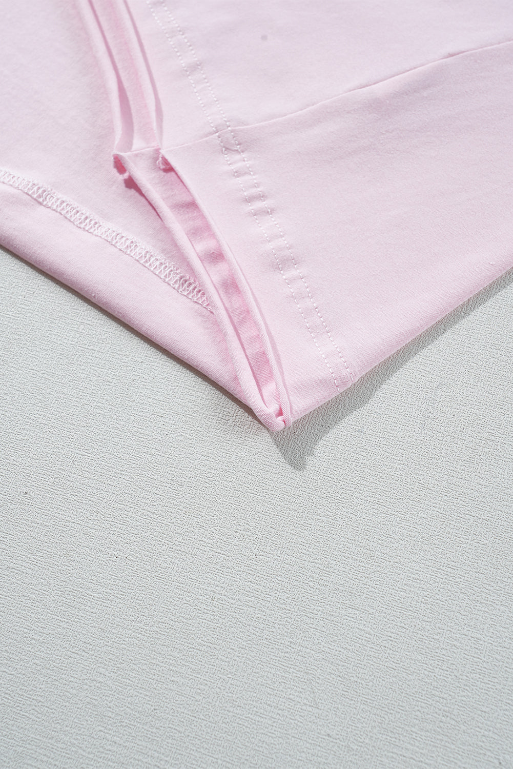 Pink Color Block Patchwork Seamed Crewneck T Shirt