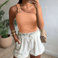 One Shoulder Goldren Decor Casual Slim Fit Ribbed Top