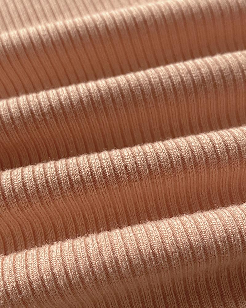 One Shoulder Goldren Decor Casual Slim Fit Ribbed Top