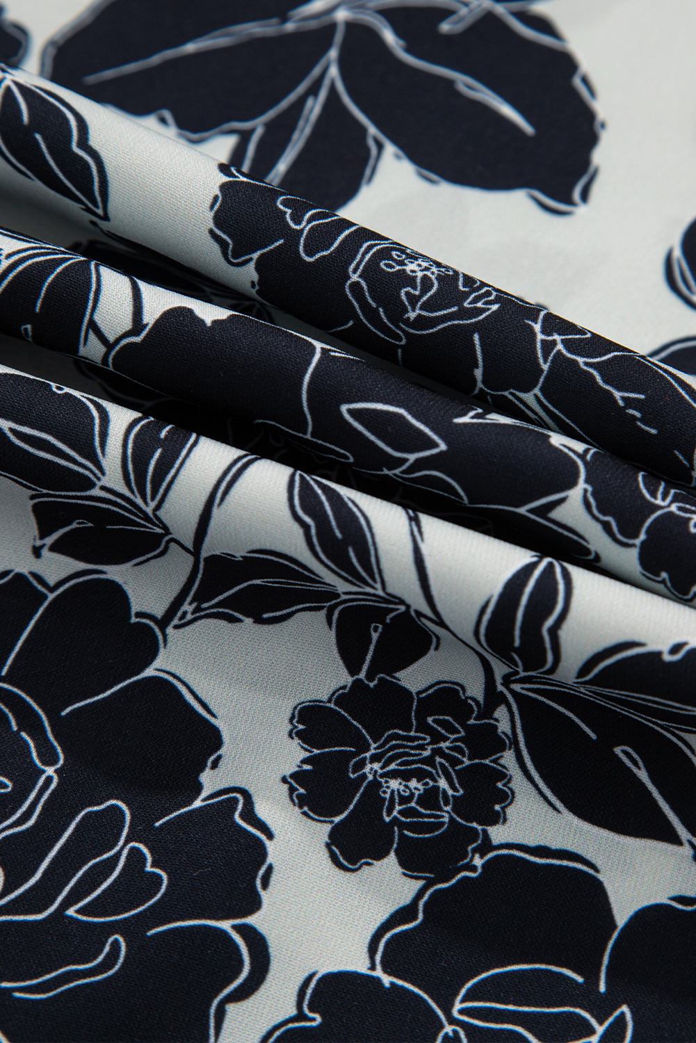 Black Floral Bubble Sleeve Casual Shirt