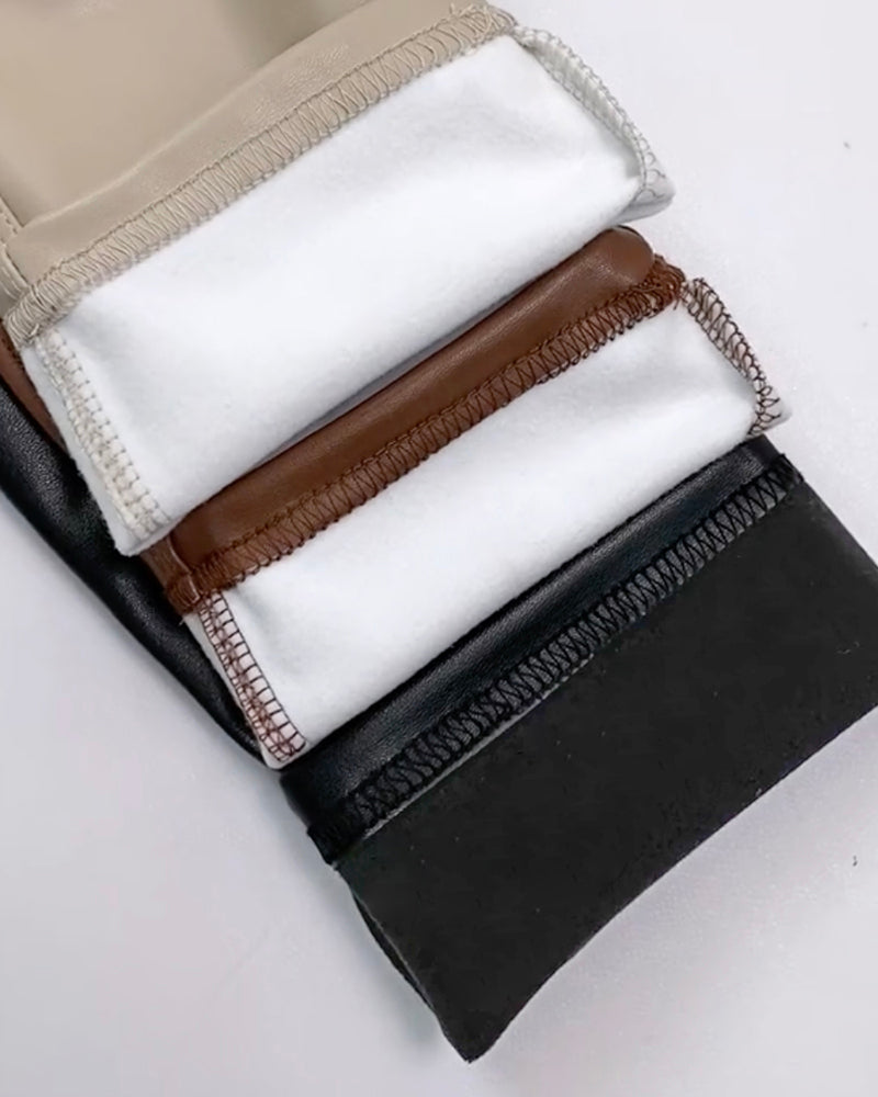 ChicMe CurveEase PU Leather Leggings High Waist Curved Fleece Lined Tights Casual Pants