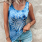 Tie Dye Print Sun Rhinestone Tank Top