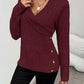 Shawl Collar Button Decor Knit Sweater