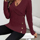 Shawl Collar Button Decor Knit Sweater