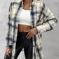 Plaid Pattern Long Sleeve Shacket Distressed Button Down Shirt