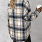 Plaid Pattern Long Sleeve Shacket Distressed Button Down Shirt