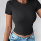 2 Pack O neck Short Sleeve Skinny Ribbed T Shirt