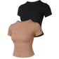 2 Pack O neck Short Sleeve Skinny Ribbed T Shirt