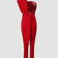 Contrast Sequin One Shoulder Jumpsuit