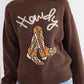 Coffee Western Howdy Boot Graphic High Neck Sweater