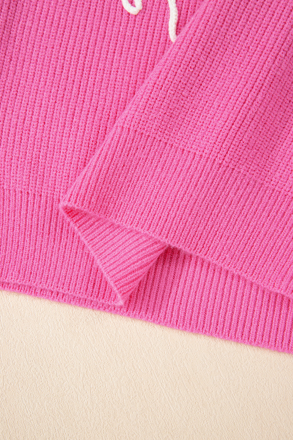 Bright Pink Western Horse Embroidered Round Neck Sweater Tee