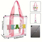 Pink BEACH Chenille Patched Large Clear PVC Shoulder Bag