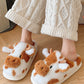 Coffee Plush Cartoon Cow Thermal Home Slippers