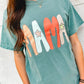 Sea Green MAMA Printed Mineral Wash Crewneck T Shirt