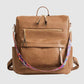 Chestnut Geometric Crochet Strap PU Leather Large Backpack