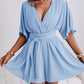 V Neck Half Sleeve Tied Detail Romper