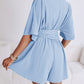V Neck Half Sleeve Tied Detail Romper