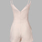 Plunge Sleeveless Ruched Pocket Design Romper