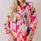 Rose Abstract Print Ruffled Puff Sleeve Shirt
