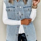 Beau Blue Denim Flap Pocket Curved Hem Shirt Vest
