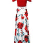 Off Shoulder Ruffles Top & Floral Print High Slit Skirt Set