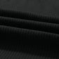 Black Solid Color Ribbed Crop Top Long Pants Set