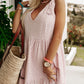 Delicacy Embroidered Eyelets Ruffled Hem Sleeveless Mini Dress