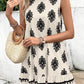 Beige Geometric Printed Sleeveless Hollowed Bowknot Back Mini Dress