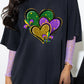 Black Fleur de Lis Heart Printed Mardi Gras T Shirt