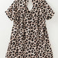 Khaki Cheetah Print Backless V Neck Loose Fit Mini Dress