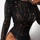 Hollow Out Long Sleeve Skinny Bodysuit