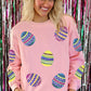 Pink Sequined Bunny Egg Easter Day Pullover Sweatshirt