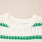 Bright Green Striped Round Neck Casual Sweater Vest