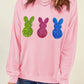 Pink Easter Bunny Patched Drop Shoulder Sweatshirt