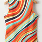 Multicolour Wavy Striped Buttoned V Neck Tank Top