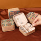 Camel Retro Floral Print Portable Square Jewelry Box