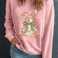 Pink Floral Bow Rabbit Easter Fashion Pullover Sweatshirt