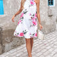 Floral Print Halter Casual Pleated Dress