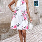 Floral Print Halter Casual Pleated Dress