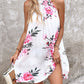 Floral Print Halter Casual Pleated Dress