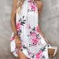 Floral Print Halter Casual Pleated Dress