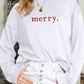 Beige Merry Graphic Embroidered Crew Neck Sweatshirt